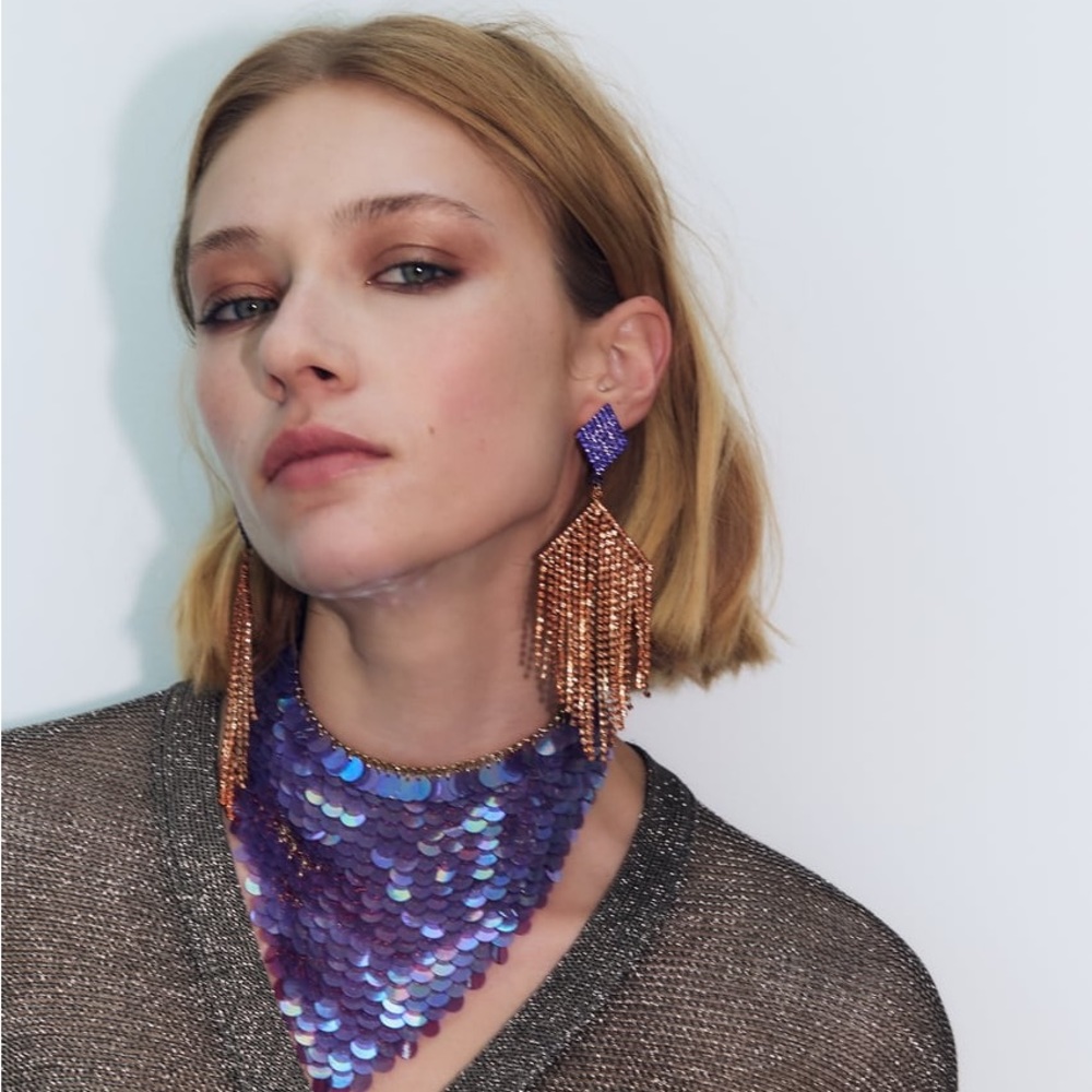 ZARA Rhinestone Earrings - Picture 4 of 6